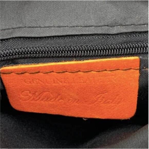 Vera Pelle Genuine Leather with Embossed Detail Crossbody Orange and Brown Color - Picture 7 of 10